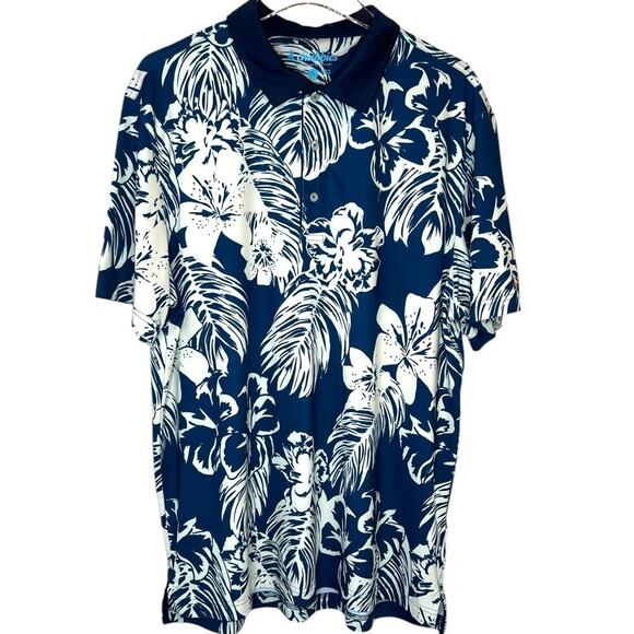 chubbies Light Weight Performance Golf Polo Hawaiian Print in Blue Men's XL - Picture 1 of 13